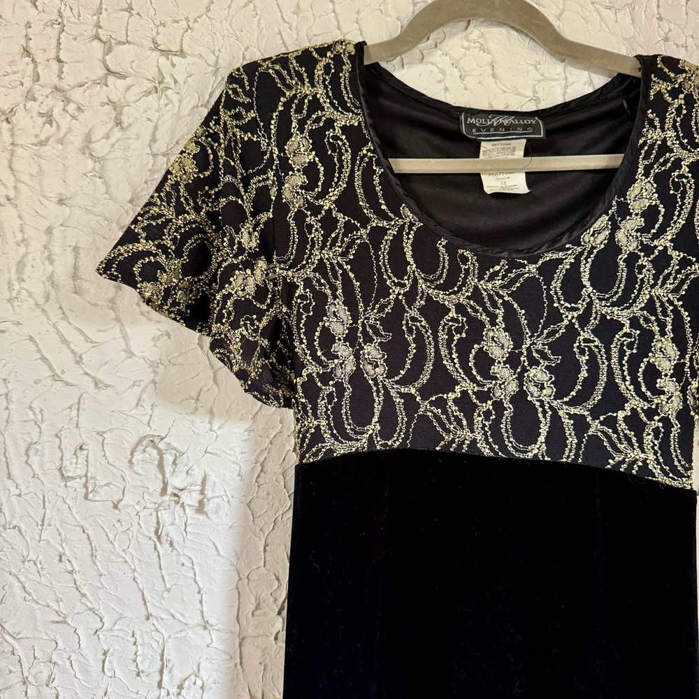 Vintage Molly Malloy Black and Gold Maxi Dress - Picture 2 of 11